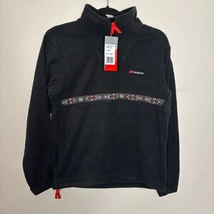 Berghaus Fleece‎ Women's Extra Small Black Oversized Aztec Half Zip Jacket Cozy